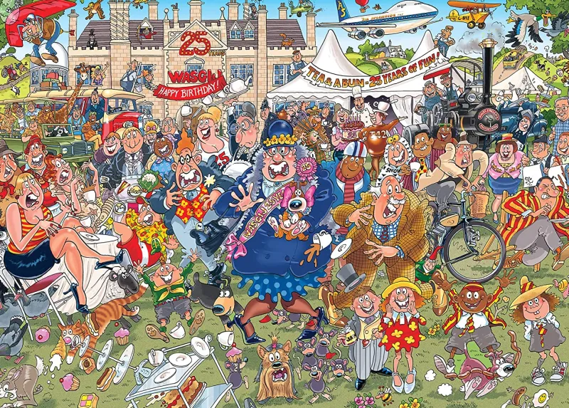 Wasgij Original 40 - 25th Anniversary - The Garden Party - 2 x1000 Piece Jigsaw Puzzle Clearance