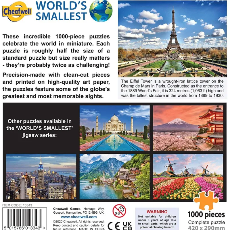 Cheatwell Games World's Smallest Puzzles - Eiffel Tower - 1000 Piece Jigsaw Puzzle Online